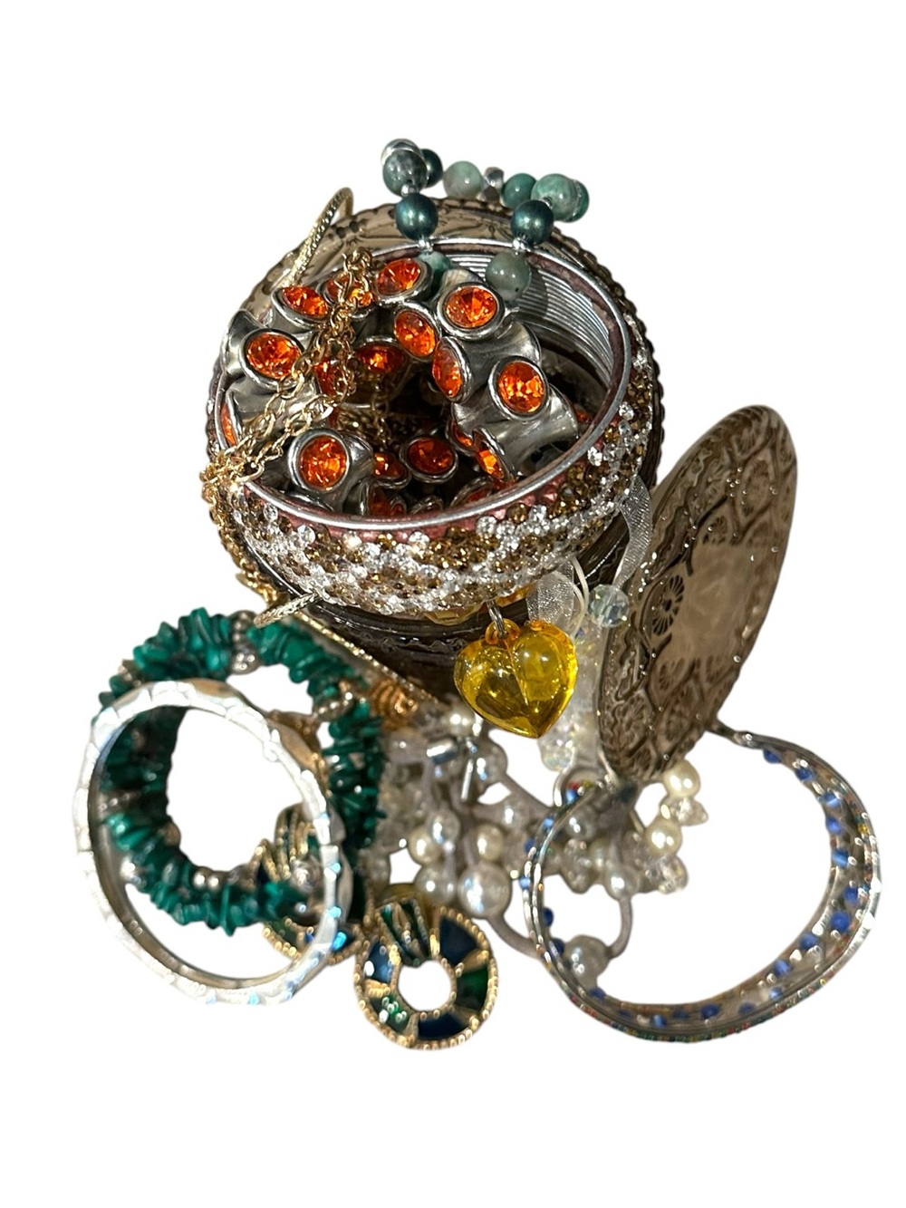Estate to now jewlery  Mixed lot Green, Blue, Orange, Teal, White, Gold Tones - Picture 6 of 13